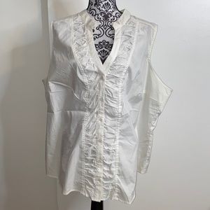 Fashion Bug Size 3X White V-Neck Sleeveless Blouse